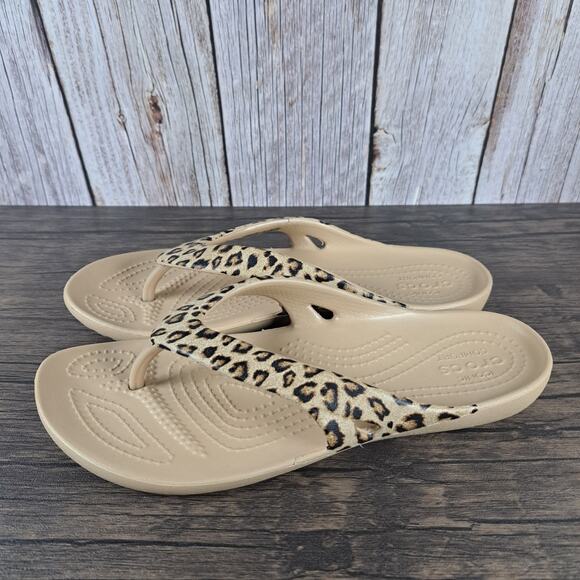 CROCS Shoes - Crocs Kadee II Leopard Flip Flop Sandals Women's Sz 6 (VGC)